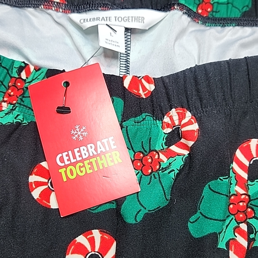 CELWBRATE TOGETHER Candy Cane WOMEN Print Leggings SZ L - Picture 6 of 7